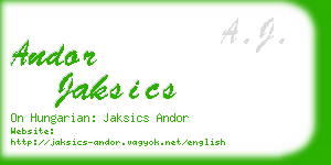 andor jaksics business card